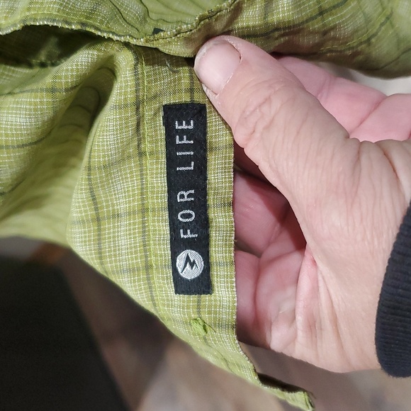 Marmot green yellow gingham checkered plaid short sleeve shirt - Picture 4 of 8